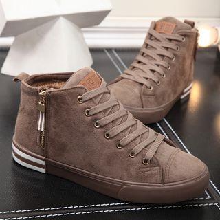 Side Zip Lace Up High Top Sneakers