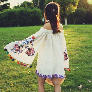 Embroidered Off-shoulder Tunic