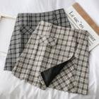 Asymmetric Checker Mini Skirt