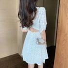 Cutout-back Dotted Mini Dress