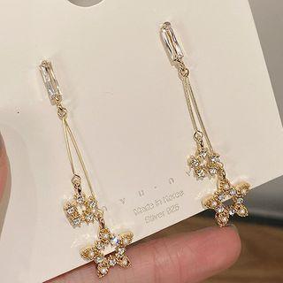 Rhinestone Star Drop Sterling Silver Ear Stud 1 Pair - A1935 - Gold - One Size