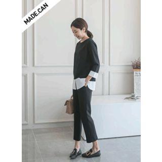 Color-block Inset Shirt Top