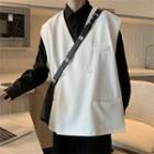 Double-breasted V-neck Plain Vest