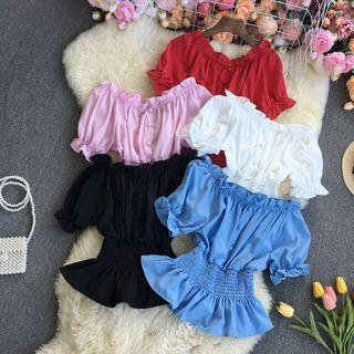 Puff-sleeve Off-shoulder Peplum Top