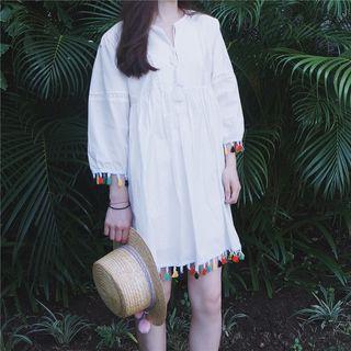 Tasseled Elbow-sleeve Dress