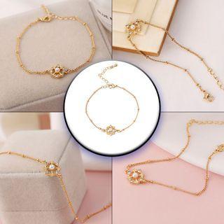 Faux Pearl Rhinestone Bracelet 341 - Gold - One Size