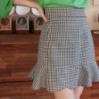 Band-waist Gingham Skirt