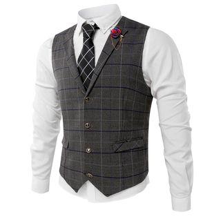 Plaid Buttoned Vest
