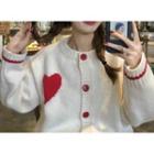 Heart Print Long-sleeve Cardigan