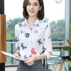3/4-sleeve Butterfly Print Shirt / Dress Pants / Skirt