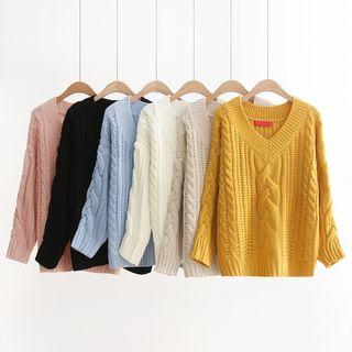V-neck Rib Knit Sweater