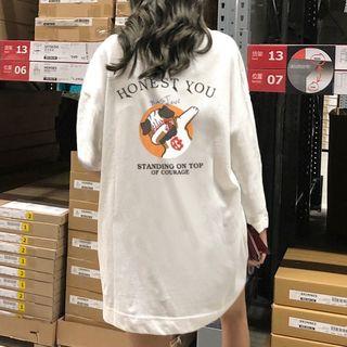 Dog Printed Long Sleeve Long T-shirt