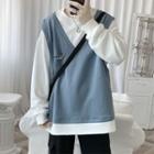 Mock Two Piece Lettering Ripped Sweatshirt