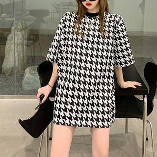 Short-sleeve Houndstooth T-shirt Houndstooth - Black & White - One Size