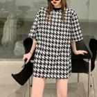 Short-sleeve Houndstooth T-shirt Houndstooth - Black & White - One Size