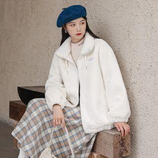 Stand-collar Drawstring Fleece Jacket