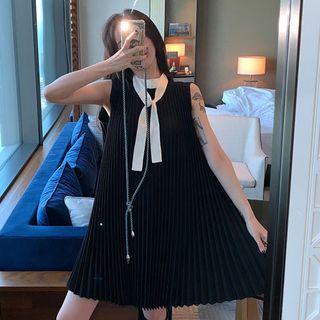 Sleeveless Accordion Pleat Mini Dress