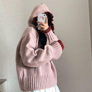 Knit Hoodie As Shown In Figure - One Size
