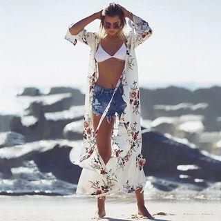 Long Sleeve Printed Cover-up