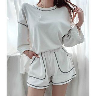 Set: Stitch-trim Top + Band-waist Shorts