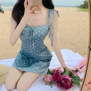 Tie-strap Dotted Mini A-line Dress