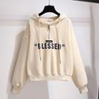 Lettering Zip Placket Hoodie