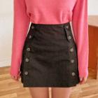 Double-button A-line Miniskirt