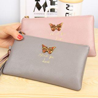 Genuine Leather Butterfly Long Wallet