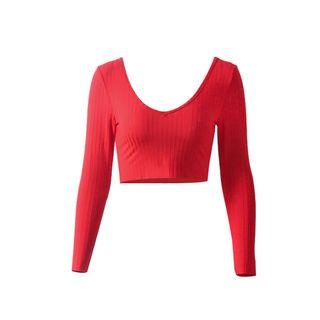 Deep V-neck Long-sleeve Crop Top