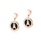 Simple Temperament Plated Rose Gold 316l Stainless Steel Roman Numerals Geometric Round Stud Earrings Rose Gold - One Size