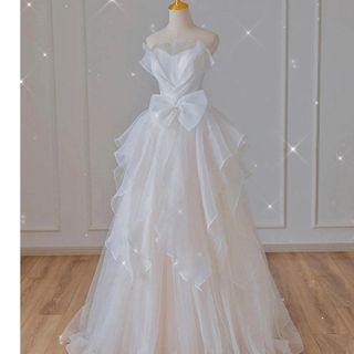 Bow Ruffle A-line Evening Gown
