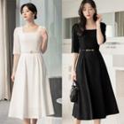 [the Marriage] Square-neck Long Flare Dress