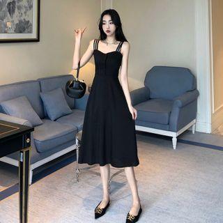 Sleeveless Strappy Slim Fit Dress Black - One Size