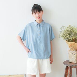Short-sleeve Linen Polo Shirt