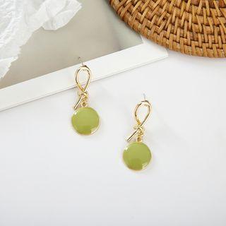 Disc Dangle Earring 1 Pair - 925 Silver Stud Earrings - One Size