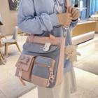 Letter Embroidered Multi-pocket Crossbody Bag / Bag Charm / Badge / Set