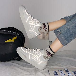 Platform Reflective Lace-up Sneakers