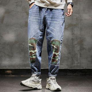 Camo Panel Straight-leg Jeans