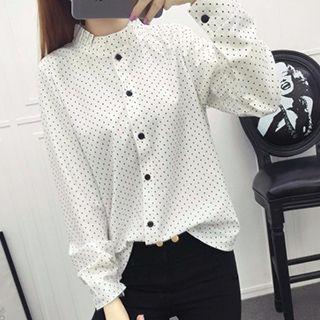 Frill Collar Polka Dot Long-sleeve Shirt