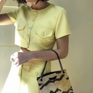 Pocket Detail Short-sleeve Crop Top / Mini Skirt