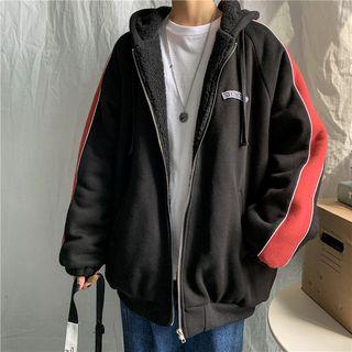 Contrast-trim Fleece-lined Hooded Jacket