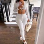 Set: Long-sleeve Crop Top + Leggings