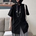 Elbow-sleeve Chain Shirt Black - One Size
