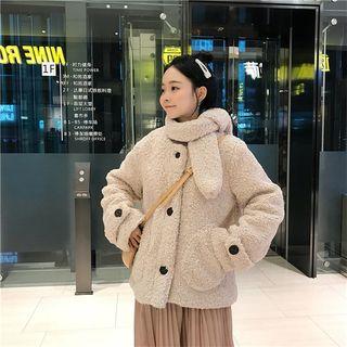 Set: Buttoned Fleece Jacket + Scarf
