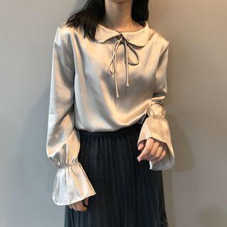 Flared-cuff Silky Blouse