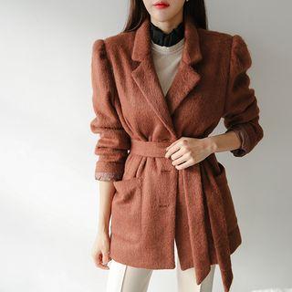 Alpaca Blend Blazer With Sash