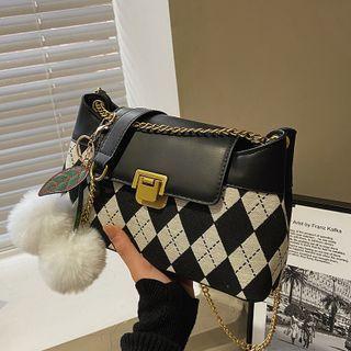Argyle Flap Shoulder Bag / Bag Charm / Set