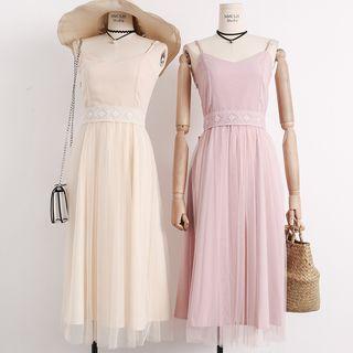 Sleeveless Tie-back Mesh Dress