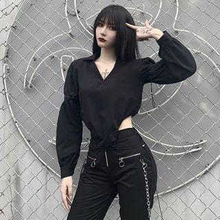 Asymmetric Puff-sleeve Blouse
