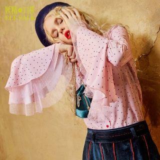 Bell Sleeve Pokla Dotted Frilled Blouse